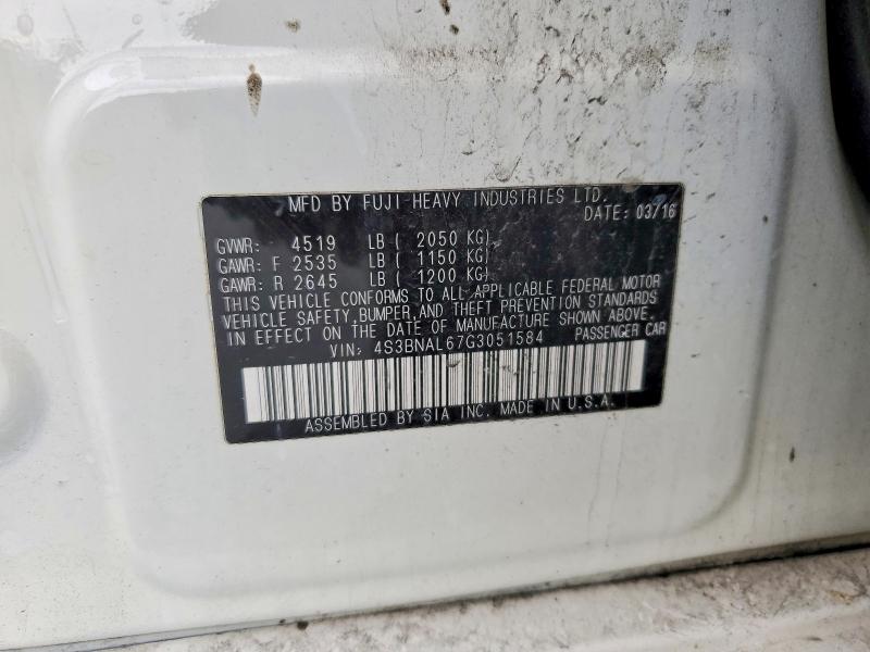 2016 Subaru Legacy მანქანა იყიდება აუქციონზე, vin: 4S3BNAL67G3051584, აუქციონის ნომერი: 57001356