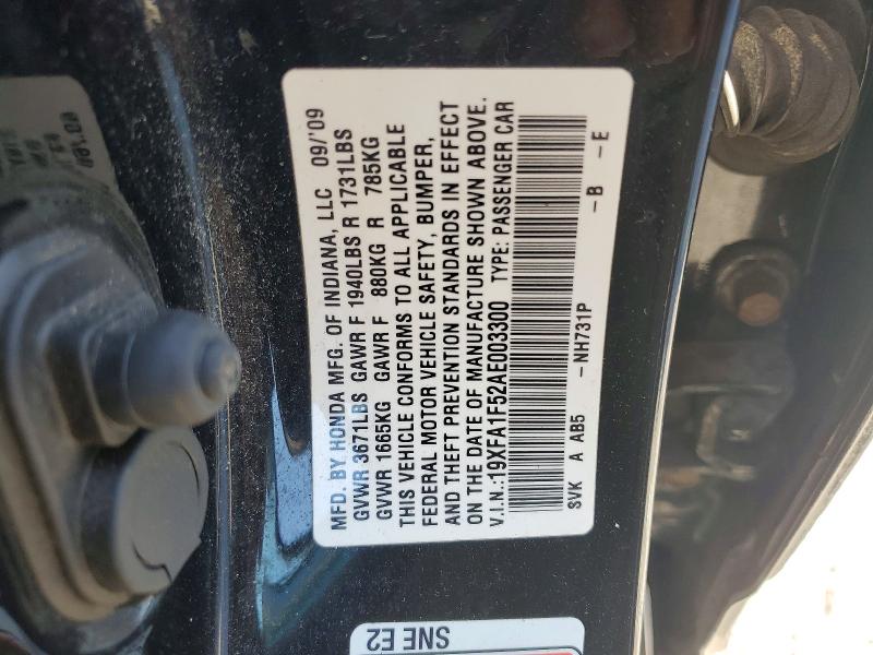 Aukcja sprzedaży 2010 Honda Civic, vin: 19XFA1F52AE003300, numer aukcji: 55766176