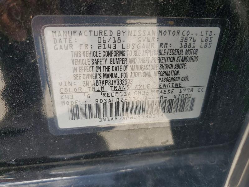 Продажа на аукционе авто 2018 Nissan Sentra, vin: 3N1AB7AP8JY332393, номер лота: 56479006