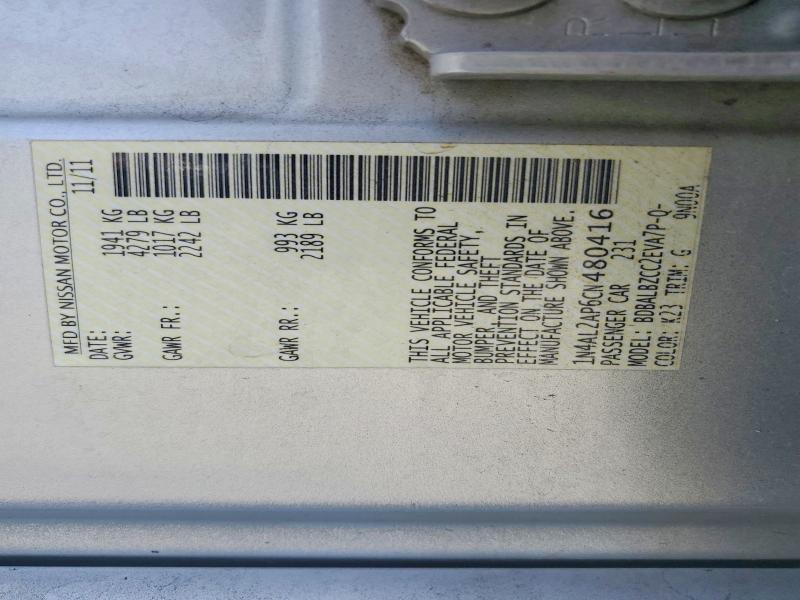 55737736 :رقم المزاد ، 1N4AL2AP6CN480416 vin ، 2012 Nissan Altima مزاد بيع