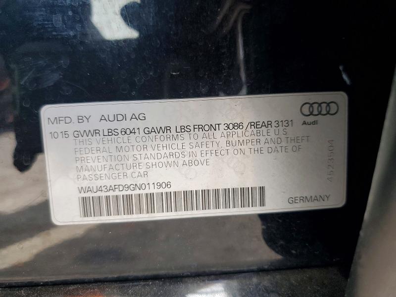 Продаж на аукціоні авто 2016 Audi A8, vin: WAU43AFD9GN011906, номер лоту: 54250136
