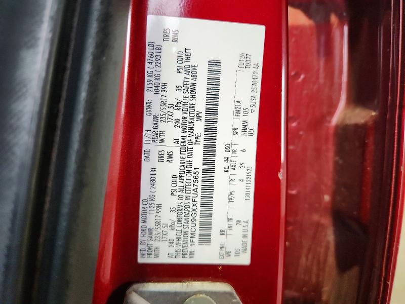 2015 Ford Escape მანქანა იყიდება აუქციონზე, vin: 1FMCU9GXXFUA75651, აუქციონის ნომერი: 57859556