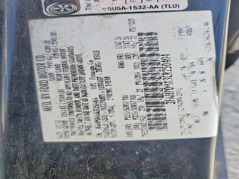 57322576 :رقم المزاد ، 3FAHP0HA3CR250404 vin ، 2012 Ford Fusion مزاد بيع