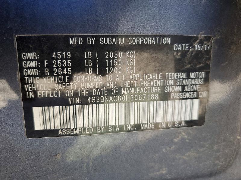 Aukcja sprzedaży 2017 Subaru Legacy, vin: 4S3BNAC60H3067188, numer aukcji: 57183486