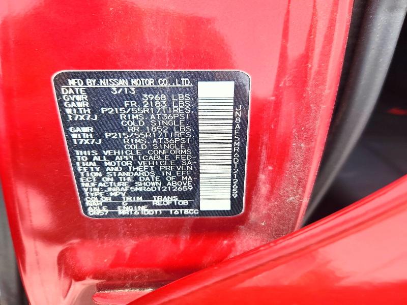 Aukcja sprzedaży 2013 Nissan Juke, vin: JN8AF5MR6DT212659, numer aukcji: 58065716