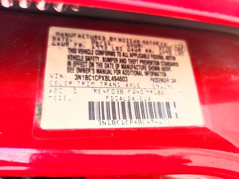 2011 Nissan Versa მანქანა იყიდება აუქციონზე, vin: 3N1BC1CPXBL494603, აუქციონის ნომერი: 55978446