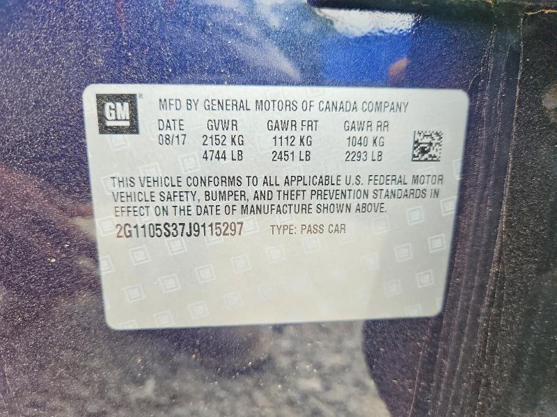 Aukcja sprzedaży 2018 Chevrolet Impala, vin: 2G1105S37J9115297, numer aukcji: 58321826