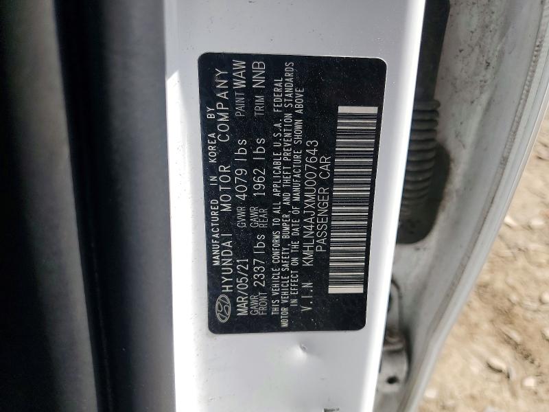 2021 Hyundai Elantra მანქანა იყიდება აუქციონზე, vin: KMHLN4AJXMU007643, აუქციონის ნომერი: 59388996