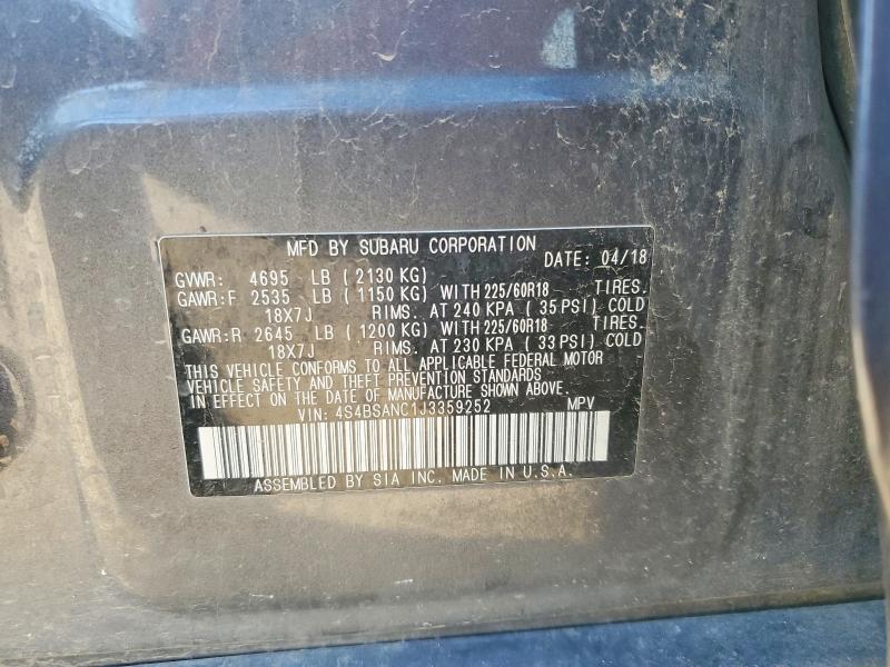 Aukcja sprzedaży 2018 Subaru Outback, vin: 4S4BSANC1J3359252, numer aukcji: 54817556