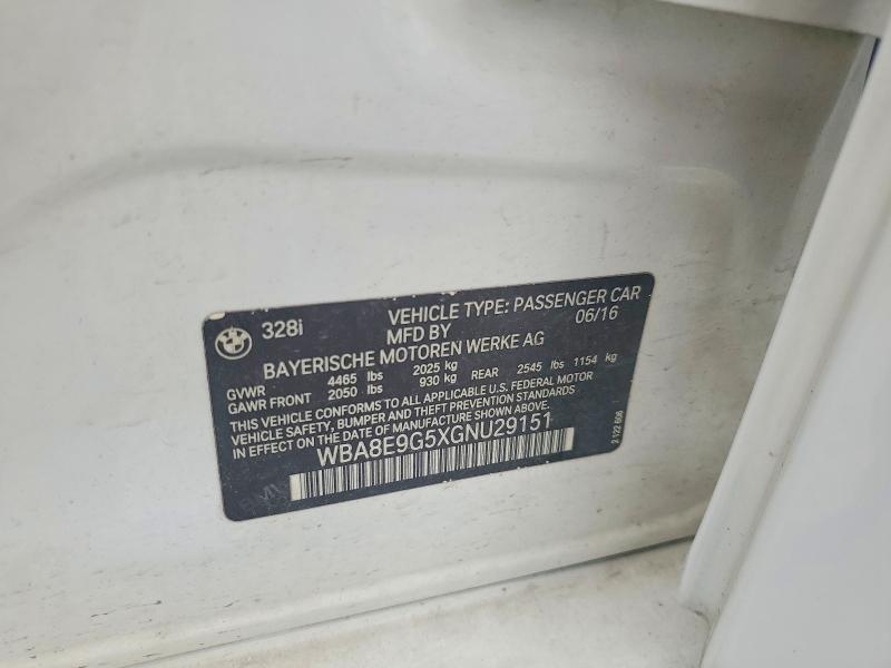 Aukcja sprzedaży 2016 Bmw 328, vin: WBA8E9G5XGNU29151, numer aukcji: 59216846