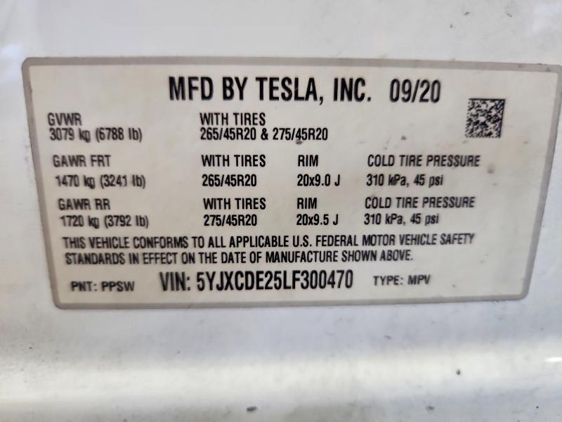Продажа на аукционе авто 2020 Tesla Model X, vin: 5YJXCDE25LF300470, номер лота: 58802556