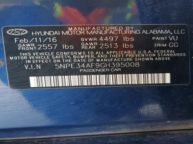 Продаж на аукціоні авто 2016 Hyundai Sonata, vin: 5NPE34AF9GH395008, номер лоту: 58382376