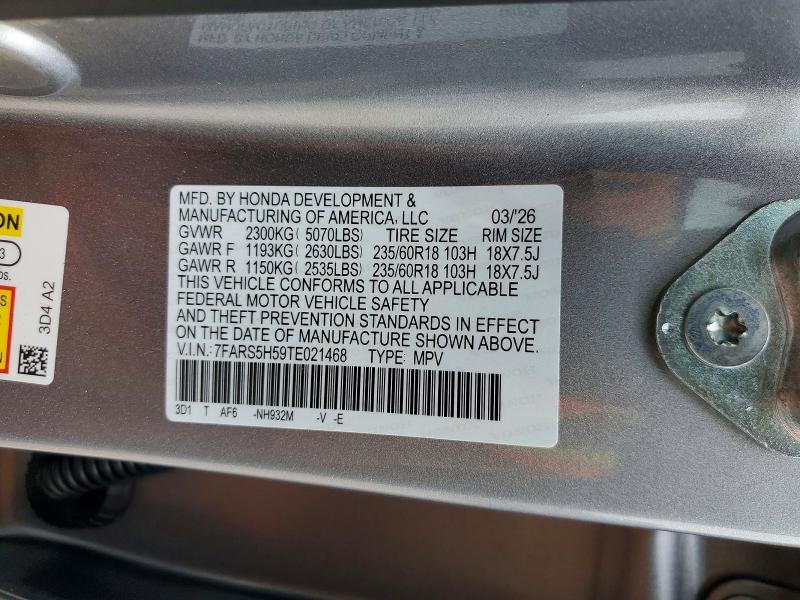 Продажа на аукционе авто 2026 Honda Cr-v, vin: 7FARS5H59TE021468, номер лота: 58205556