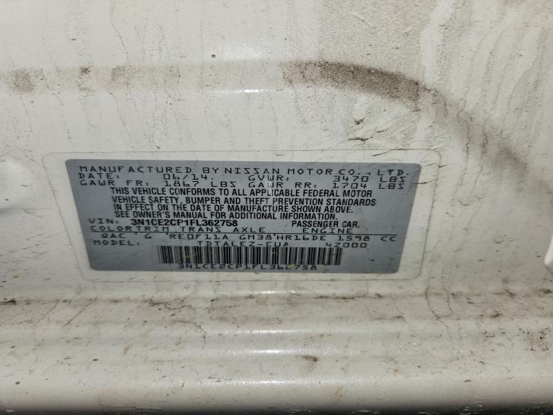 58001386 :رقم المزاد ، 3N1CE2CP1FL362758 vin ، 2015 Nissan Versa Note مزاد بيع