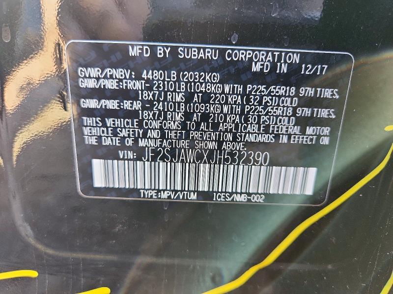 Aukcja sprzedaży 2018 Subaru Forester, vin: JF2SJAWCXJH532390, numer aukcji: 58069306