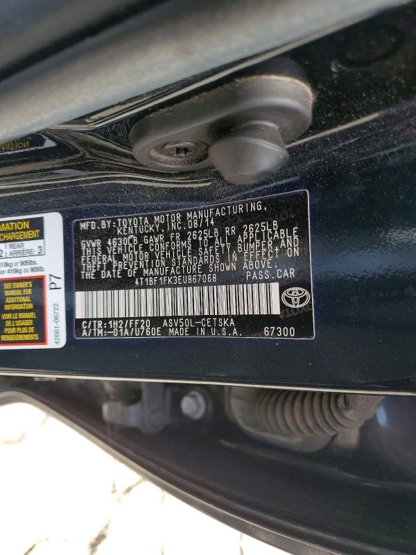 Aukcja sprzedaży 2014 Toyota Camry, vin: 4T1BF1FK3EU867068, numer aukcji: 55649046
