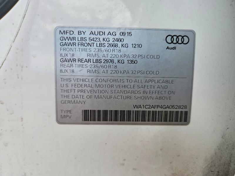 Продажа на аукционе авто 2016 Audi Q5, vin: WA1C2AFP4GA052828, номер лота: 59006576