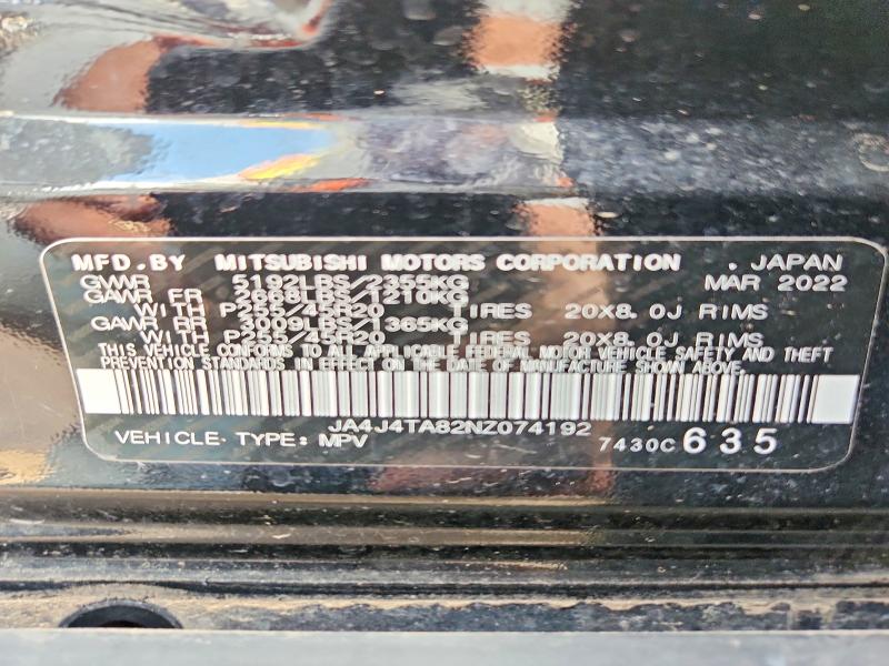 Aukcja sprzedaży 2022 Mitsubishi Outlander, vin: JA4J4TA82NZ074192, numer aukcji: 56704186