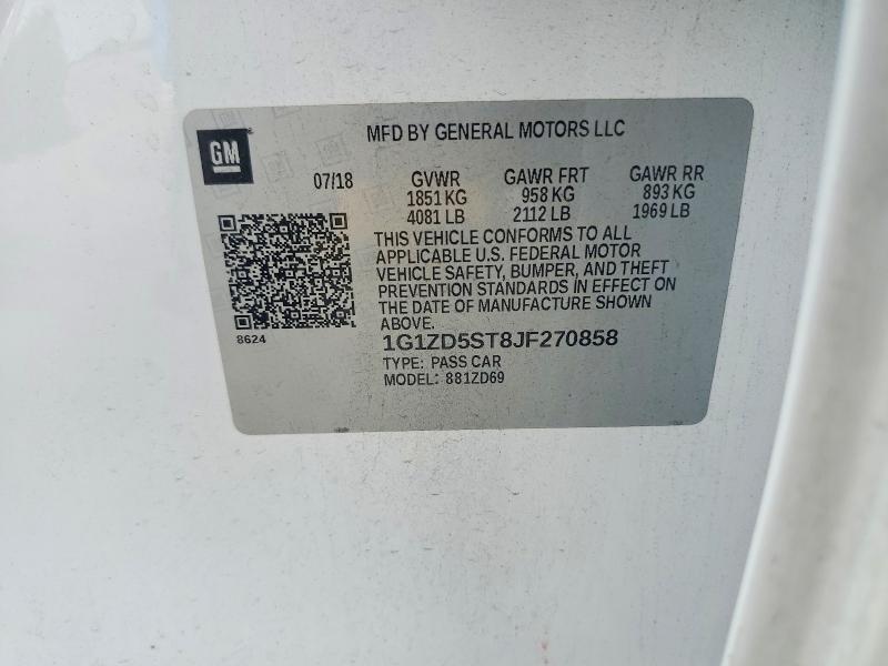 Продаж на аукціоні авто 2018 Chevrolet Malibu, vin: 1G1ZD5ST8JF270858, номер лоту: 56889376