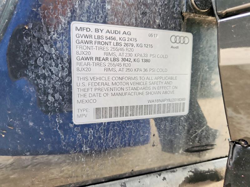 Продаж на аукціоні авто 2018 Audi Q5, vin: WA1BNAFY8J2018369, номер лоту: 56753066