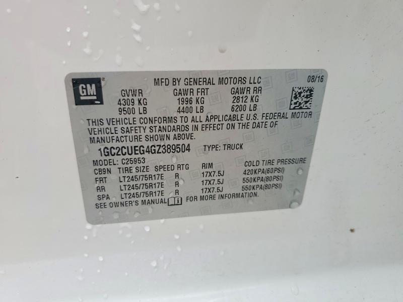 Aukcja sprzedaży 2016 Chevrolet Silverado, vin: 1GC2CUEG4GZ389504, numer aukcji: 57480586
