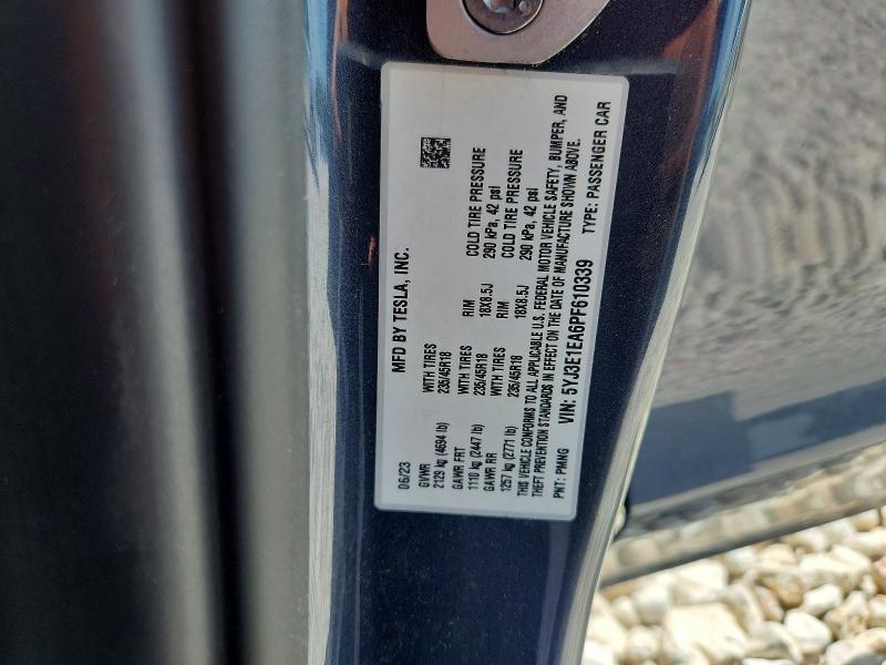 58975656 :رقم المزاد ، 5YJ3E1EA6PF610339 vin ، 2023 Tesla Model 3 مزاد بيع
