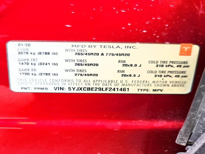 Продажа на аукционе авто 2020 Tesla Model X, vin: 5YJXCBE29LF241461, номер лота: 56813626