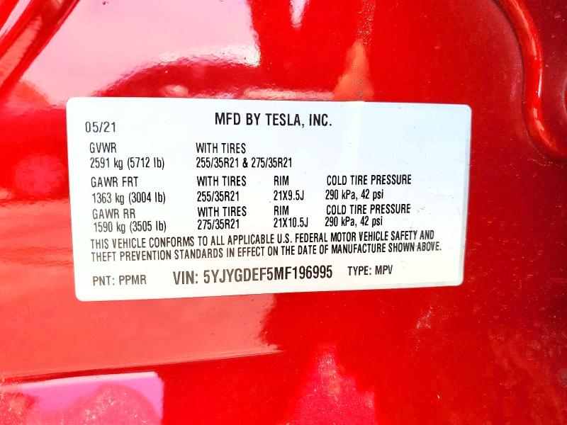 Продажа на аукционе авто 2021 Tesla Model Y, vin: 5YJYGDEF5MF196995, номер лота: 57742496