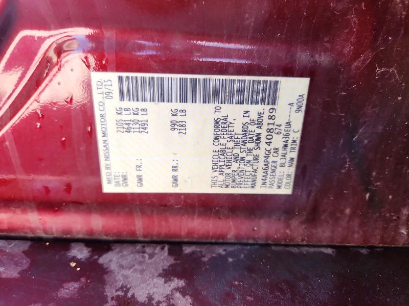 2016 Nissan Maxima მანქანა იყიდება აუქციონზე, vin: 1N4AA6AP4GC408189, აუქციონის ნომერი: 57842666