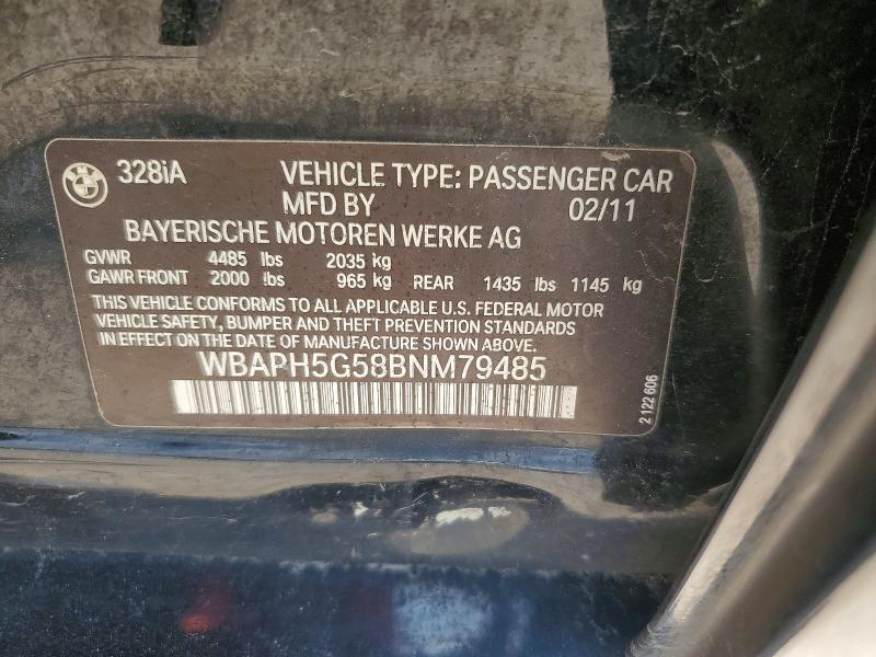 Aukcja sprzedaży 2011 Bmw 328, vin: WBAPH5G58BNM79485, numer aukcji: 57489756