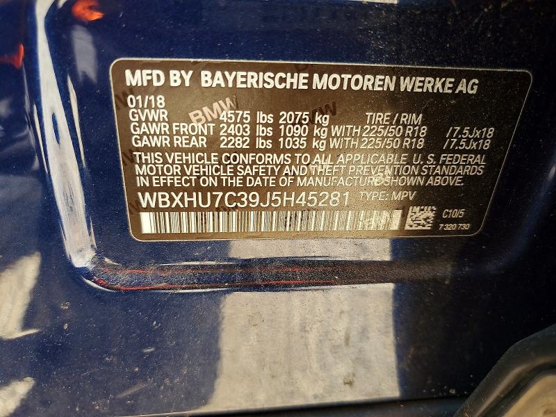 Aukcja sprzedaży 2018 Bmw X1, vin: WBXHU7C39J5H45281, numer aukcji: 56535566