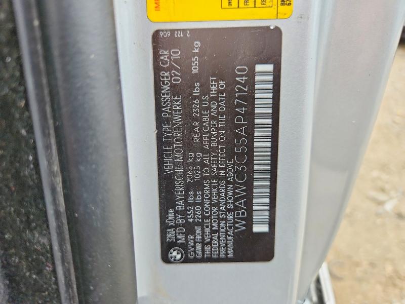 2010 Bmw 328 მანქანა იყიდება აუქციონზე, vin: WBAWC3C55AP471240, აუქციონის ნომერი: 57872046