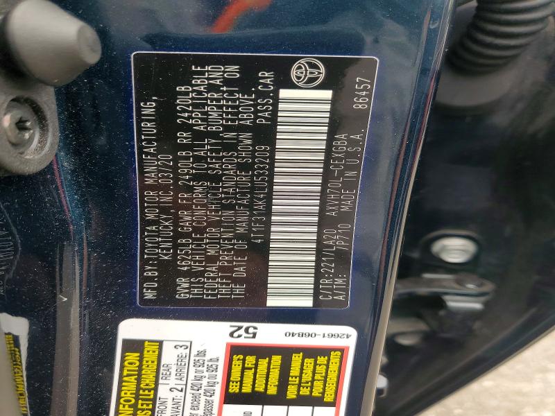 Продажа на аукционе авто 2020 Toyota Camry, vin: 4T1F31AK4LU533209, номер лота: 56301606