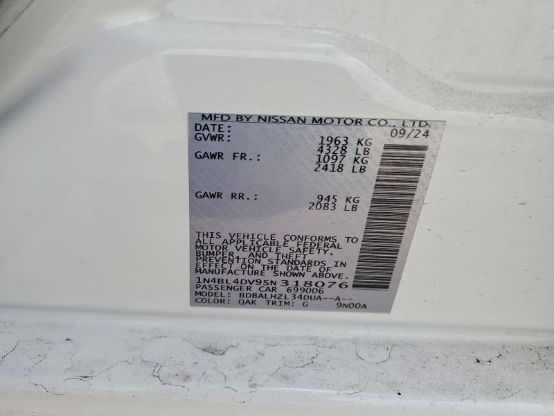 Aukcja sprzedaży 2025 Nissan Altima, vin: 1N4BL4DV9SN318076, numer aukcji: 59391786