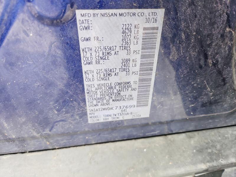 Продаж на аукціоні авто 2017 Nissan Rogue, vin: 5N1AT2MV0HC737699, номер лоту: 57928756