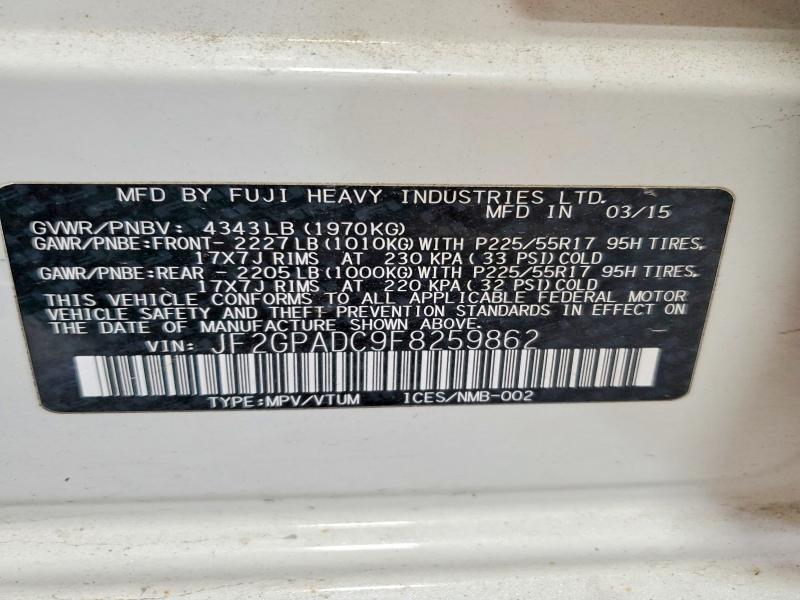 55511786 :رقم المزاد ، JF2GPADC9F8259862 vin ، 2015 Subaru Xv Crosstrek مزاد بيع