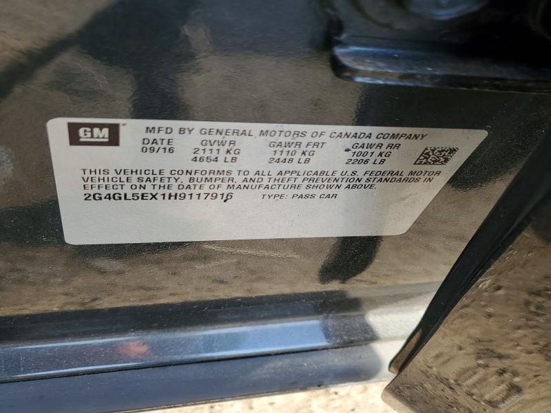 2017 Buick Regal მანქანა იყიდება აუქციონზე, vin: 2G4GL5EX1H9117916, აუქციონის ნომერი: 56961506