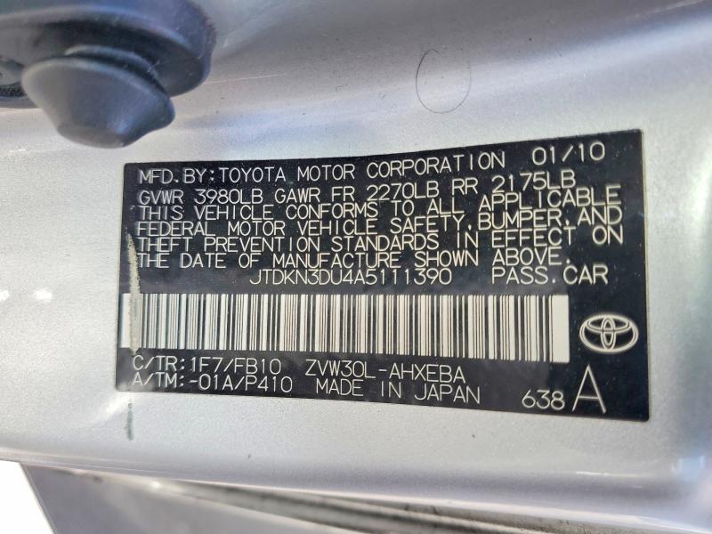 Aukcja sprzedaży 2010 Toyota Prius, vin: JTDKN3DU4A5111390, numer aukcji: 56641286
