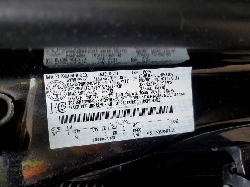 2012 Ford Focus მანქანა იყიდება აუქციონზე, vin: 1FAHP3M25CL144180, აუქციონის ნომერი: 58202636
