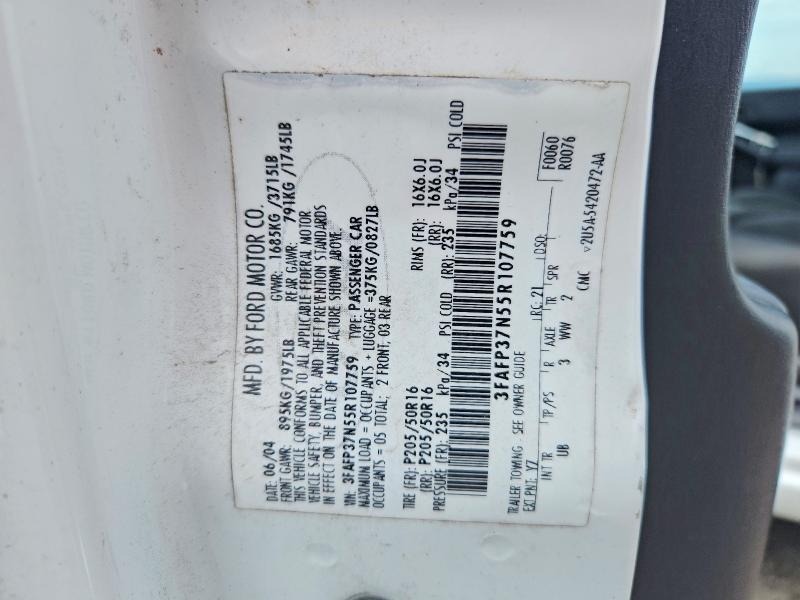 Aukcja sprzedaży 2005 Ford Focus, vin: 3FAFP37N55R107759, numer aukcji: 56636386