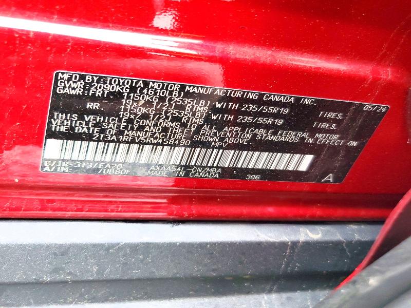 2024 Toyota Rav4 მანქანა იყიდება აუქციონზე, vin: 2T3A1RFV5RW458490, აუქციონის ნომერი: 58427706