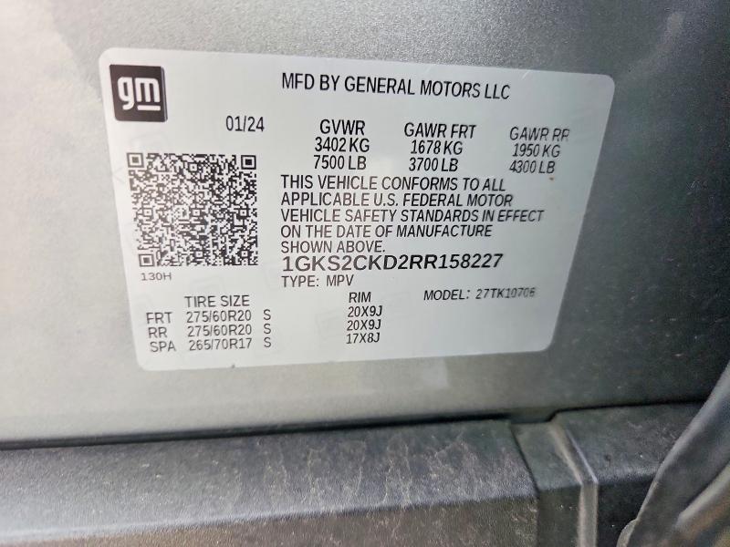 Продажа на аукционе авто 2024 Gmc Yukon, vin: 1GKS2CKD2RR158227, номер лота: 57654786