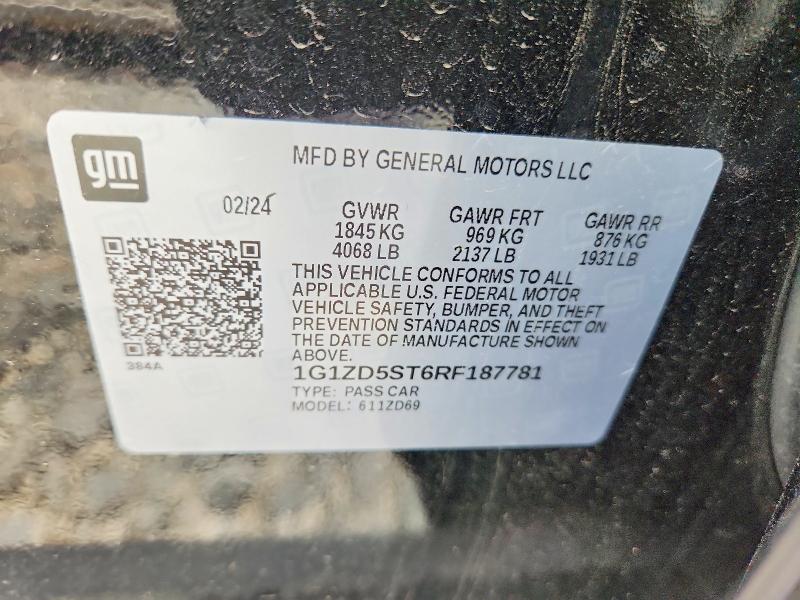 Продаж на аукціоні авто 2024 Chevrolet Malibu, vin: 1G1ZD5ST6RF187781, номер лоту: 58576376