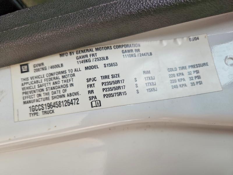 57734876 :رقم المزاد ، 1GCCS196458126472 vin ، 2005 Chevrolet Colorado مزاد بيع
