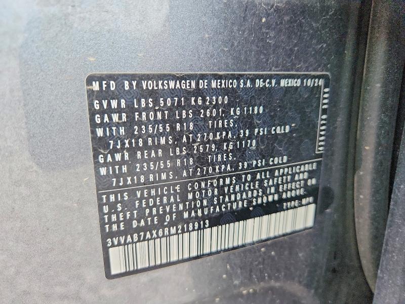 58289416 :رقم المزاد ، 3VVAB7AX6RM218913 vin ، 2024 Volkswagen Tiguan مزاد بيع