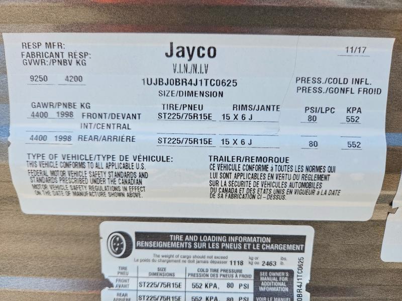 Продаж на аукціоні авто 2018 Jayco Jay Flight, vin: 1UJBJ0BR4J1TC0625, номер лоту: 58987376