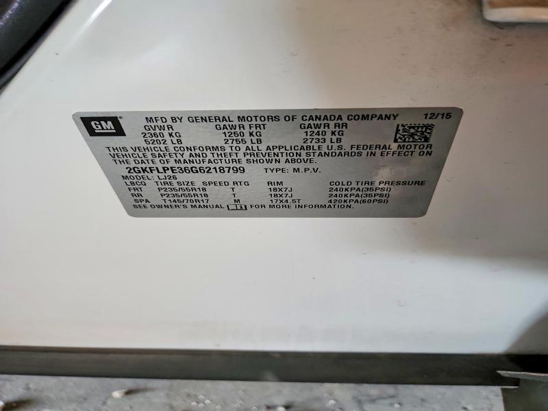 Aukcja sprzedaży 2016 Gmc Terrain, vin: 2GKFLPE36G6218799, numer aukcji: 57859816