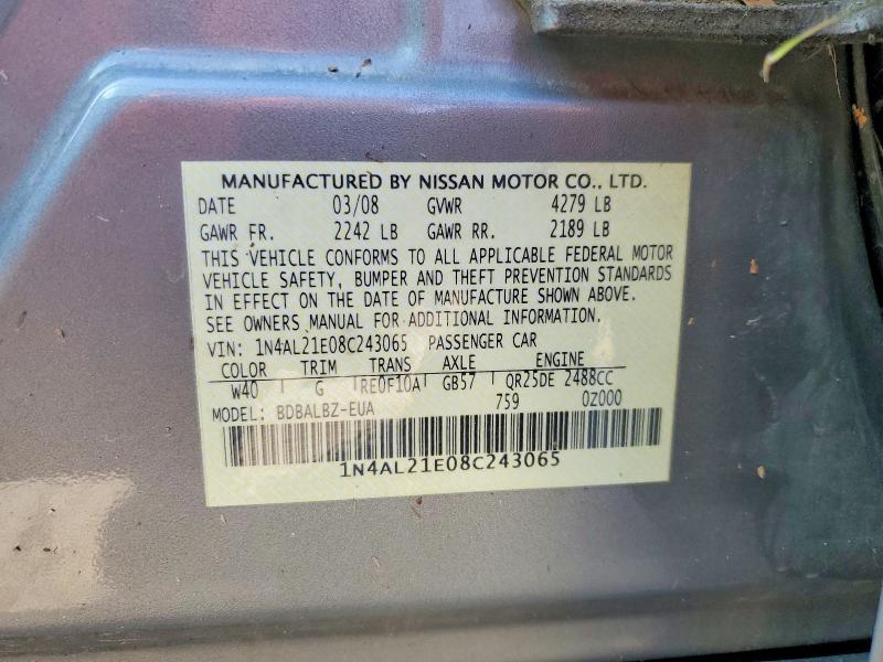 Продаж на аукціоні авто 2008 Nissan Altima, vin: 1N4AL21E08C243065, номер лоту: 58770806