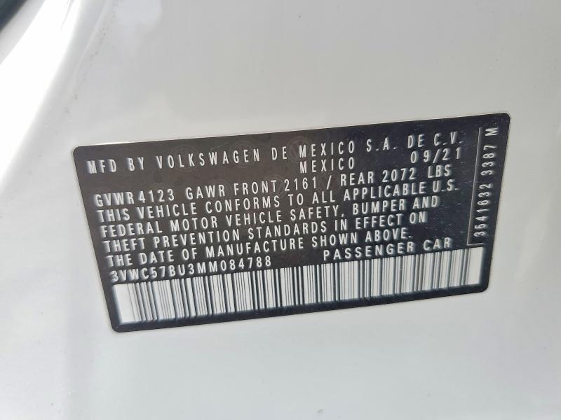 Aukcja sprzedaży 2021 Volkswagen Jetta, vin: 3VWC57BU3MM084788, numer aukcji: 54453996