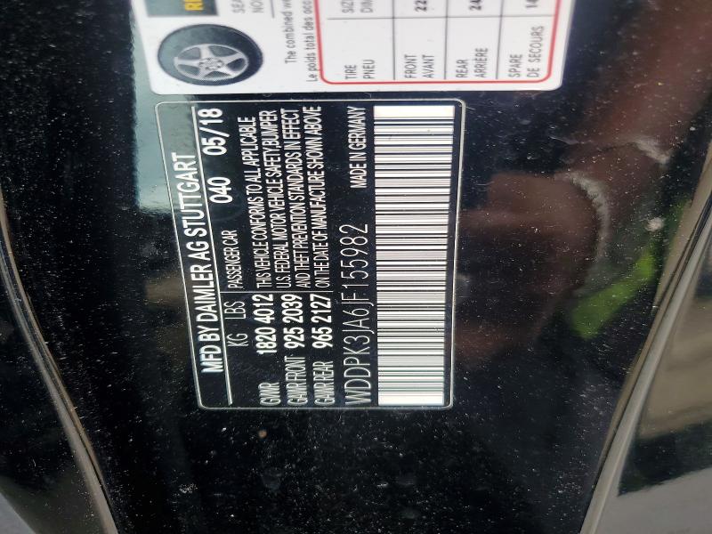 Aukcja sprzedaży 2018 Mercedes-benz Slc, vin: WDDPK3JA6JF155982, numer aukcji: 55519546